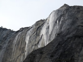 Horsetail Falls soaks the East Buttress of El Cap
