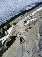 Such a beautiful place... climbing in Tuolumne Meadows the weekend that the road opened. Tenaya Lake still has ice in it, making for a cool backdrop!