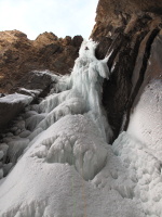 Loving life - on Whiteman Falls, an awesome ice climb in Kananaskis, Canada