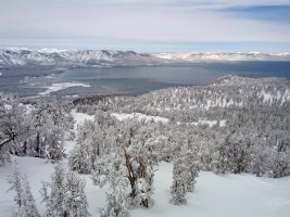 Skiing at Heavenly overlooking Lake Tahoe