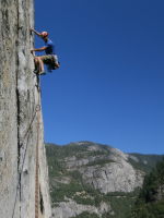 Liebacking on Wheat Thin, a super fun climb on the Cookie Cliff in Yosemite.