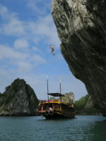 Deep water soloing in Vietnam - the scariest thing I have done in my life to date, I believe.