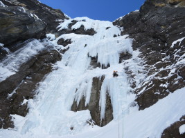 Starting up Nemesis, another favorite ice climb in the Rockies