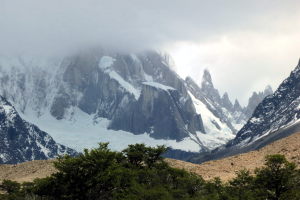 The most we saw of Cerro Torre (half of it is in the cloud)
