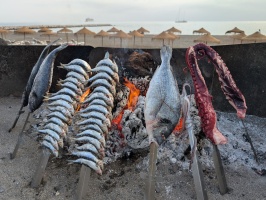 Beach grill dinner