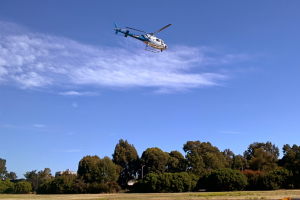 CHP helicopter taking off from PAO