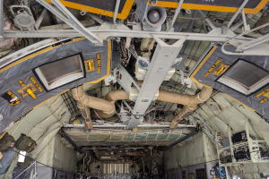 The inside of a C-130