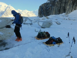 Packing up in the morning - it was very cold!