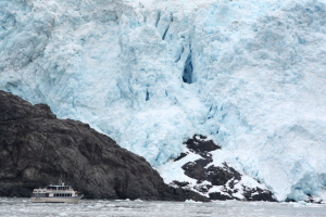 Cruise boats are the most popular way to see the Kenai Fjords. This is Aialik glacier
