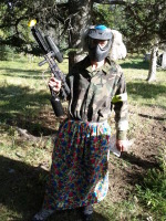 Jason - we gave him the skirt to look funny, but I think it was more scary than funny when combined with the gun!