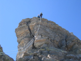 rappelling a step in the ridge