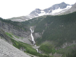 Note the trees smashed from avalanches in the valley