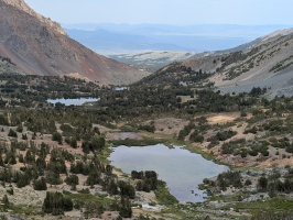 Looking back at Frog lakes and Cooney, down to Virginia Lakes