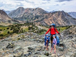 All smiles! Summit lake is in sight. Such a gorgeous valley!