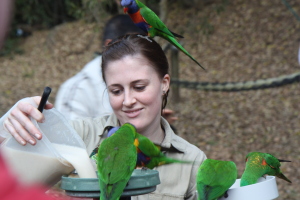 Note the eager bird on her head!