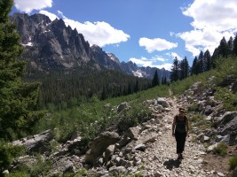 Melissa walking back after climbing