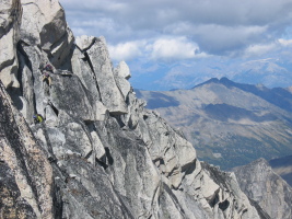 downclimbing a section of the ridge