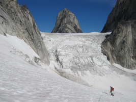 The icefall, with Bugaboo Spire in view directly behind