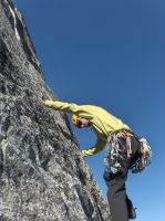 Me leading on the NE ridge, photo by Dow Williams
