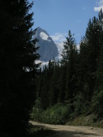 View of the Bugaboos from where we were fixing the tire