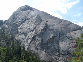Calaveras Dome, with War of the Walls (aka WoW) in red (photo from previous trip)