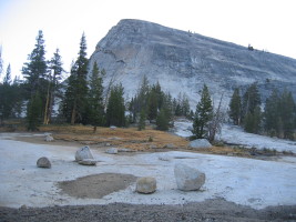 the granite starts right off the highway's edge..