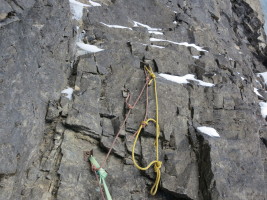 Some old bolts in the left side cave (we rappelled down that way)