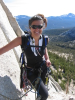 Parisa chilling at the comfy belay ledge