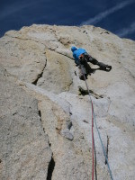 One or two pitches from the top. Love the Sierra granite!
