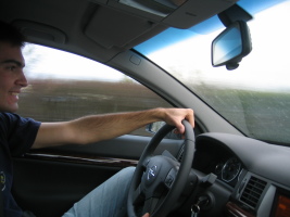 driving fast with a smile (this opel had a 6-speed)