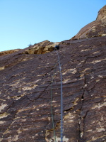 Joe starting us up the 2nd half of the climb: the dihedral pitches