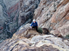 Joe scrambling after the roped portion of the climb ended