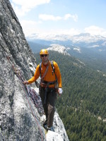 Enjoying another luxurious belay ledge (top of pitch 8)