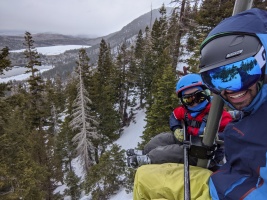 On the sketchy double chairlift to the base of June