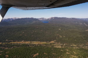 Highway 89 north, with Independence Lake in the background (and Mt Lola)