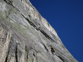 Starting up Direct NW Face, Lembert Dome, at 6pm :)