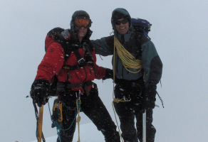 Dow (left) and me on the summit of Mt Hector