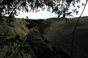 Resting at the optional belay