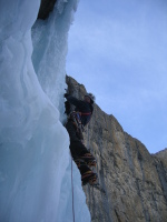 Jason starting the first steep pitch