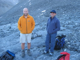 Chester and Enrique, close to the base of the glacier