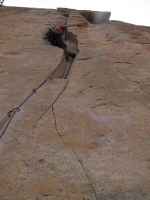 Climbing up O'Kelley's crack, 5.10c (haha!)