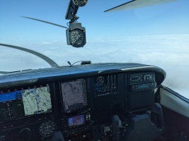 About to descend into the clouds on the PAO instrument approach