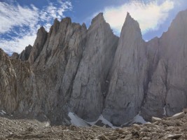 Breath-taking and intimidating view of Keeler Needle from the trail