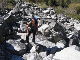 Parisa hiking up more boulders
