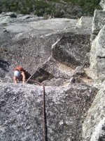 Melissa topping out on Scimitar, the fun doesn't end until the very end!