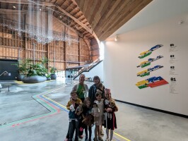 Giving the kids a tour of the Spruce Goose hangar