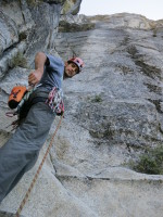 Me with Power Lust, classic 5.11a sport climb at the Leap