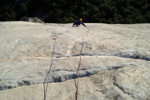 After the 5.10d seam - onto the slabby goodness