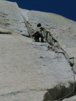 Base of the crux - and first belay