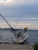 A hurricane blew through in October, and quite a few boats got washed ashore/damaged